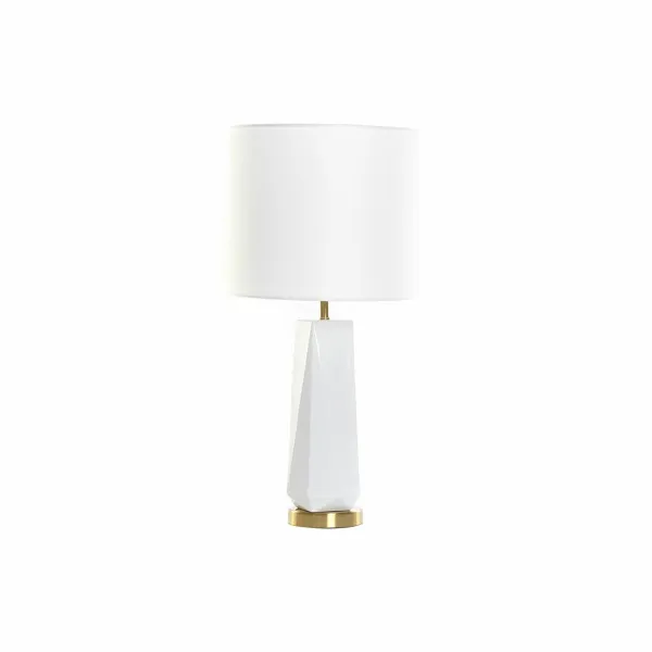 Pöytälamppu DKD Home Decor 8424001847242 33 x 33 x 67 cm Keraminen Kullattu Metalli Valkoinen 220 V 50 W