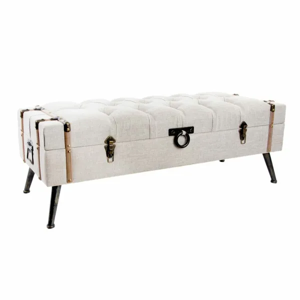 Taburetė DKD Home Decor   Rusvai gelsva Linas Medžio MDF (122 x 47 x 43 cm)
