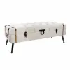 Taburete DKD Home Decor   Bēšs Lins Koks MDF (122 x 47 x 43 cm)