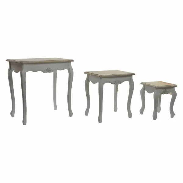 Набор из трех столиков DKD Home Decor Деревянный Белый (60 x 40 x 61 cm) (3 pcs)