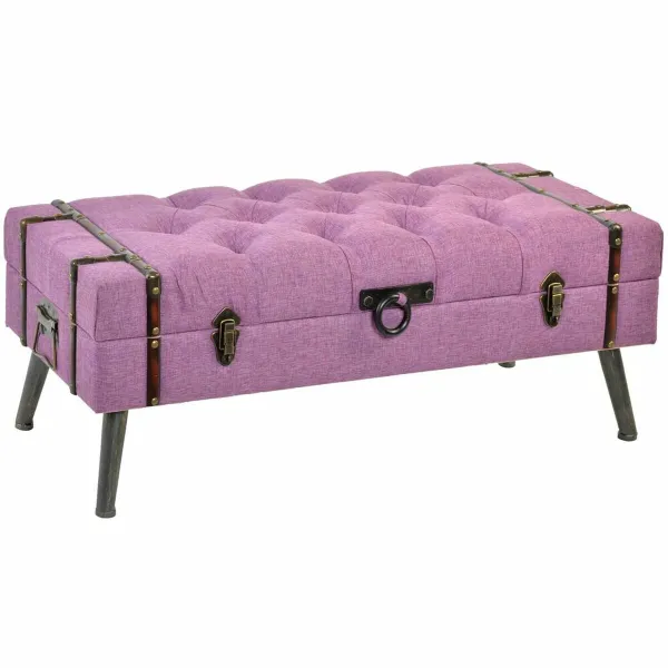 Taburete DKD Home Decor   Metāls Poliesters Fuksija Koks MDF (102 x 42 x 40,5 cm)