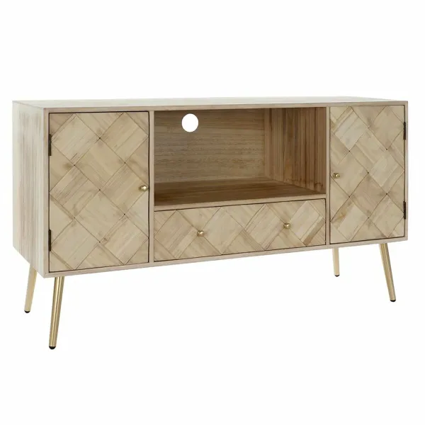 Televizoriaus baldai DKD Home Decor 118 x 40 x 65 cm Metalinis Šviesiai rudas Paulovnijos mediena Pušis