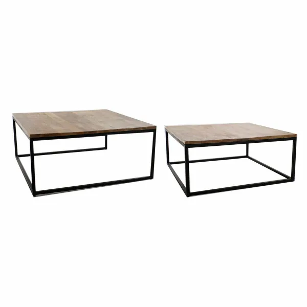 Набор из двух столиков DKD Home Decor Коричневый Чёрный 90 x 90 x 40 cm