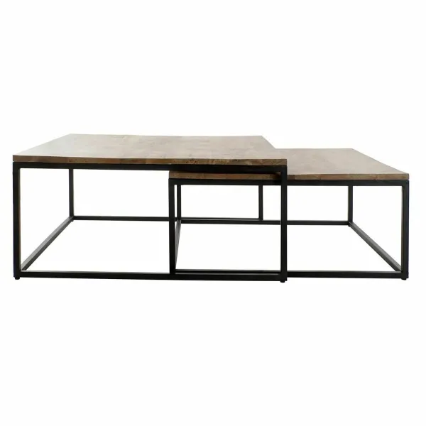 Набор из двух столиков DKD Home Decor Коричневый Чёрный 90 x 90 x 40 cm
