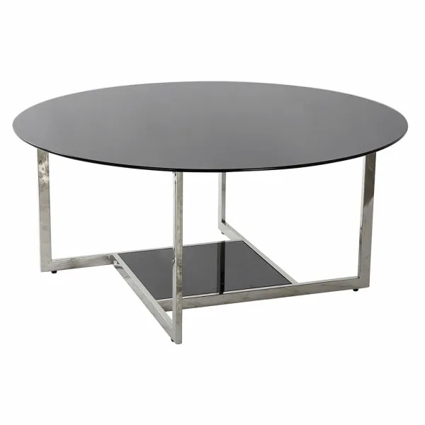Centrālais galds DKD Home Decor Melns Sudrabains Stikls Tērauds Plastmasa 100 x 100 x 45 cm