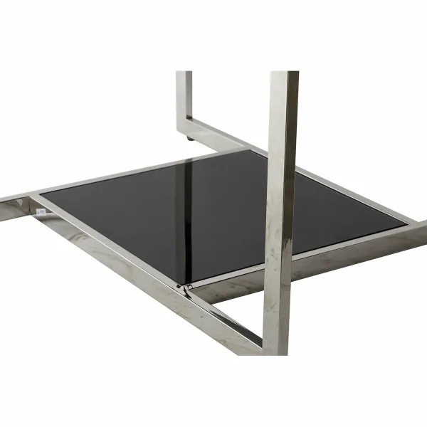 Кофейный столик DKD Home Decor Чёрный Серебристый Стеклянный Сталь Пластик 100 x 100 x 45 cm