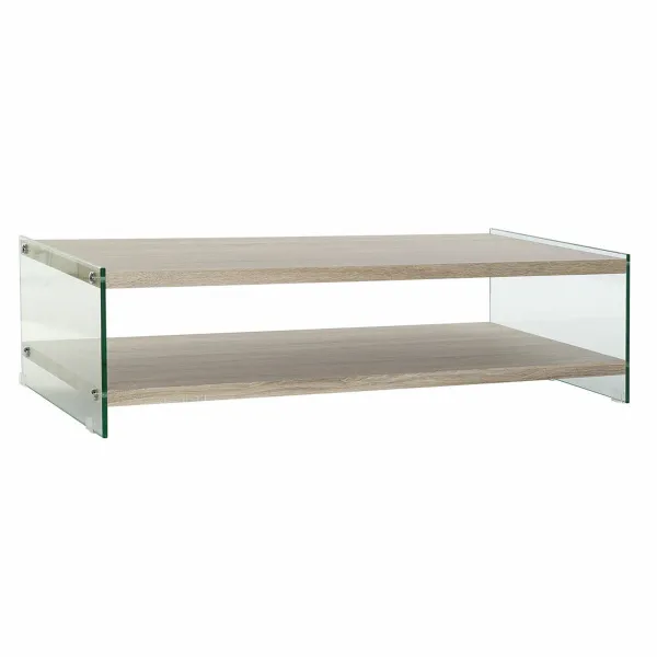 Centrinis stalas DKD Home Decor Spalvotas Skaidrus Natūralus Medžio Stiklas Medžio MDF 130 x 65 x 35,5 cm