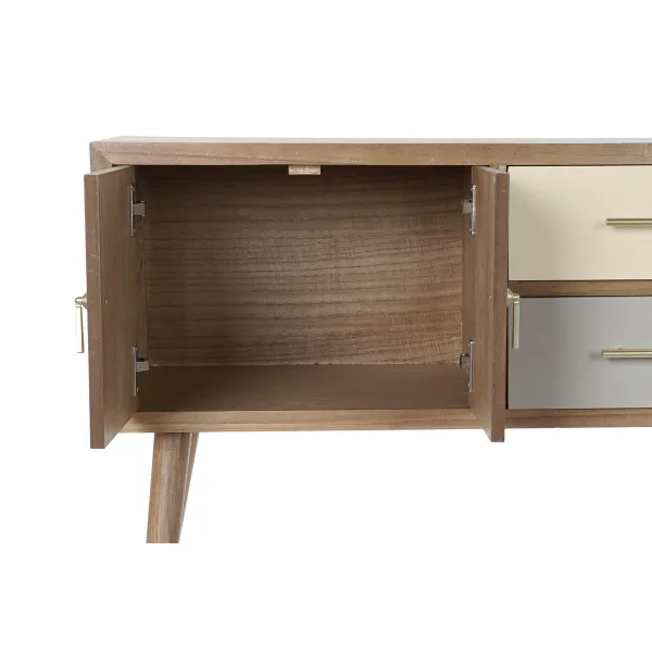 TV mēbeles DKD Home Decor Pelēks Krēmkrāsa Metāls Paulovnijas koks (90 x 34 x 66.5 cm)