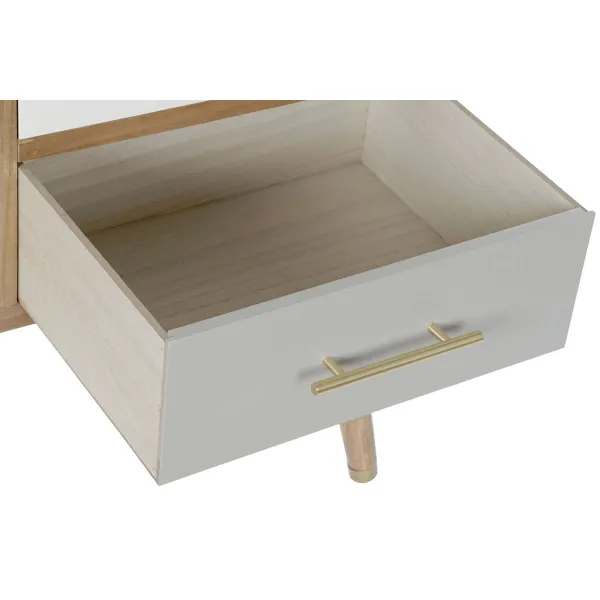 TV mēbeles DKD Home Decor Pelēks Krēmkrāsa Metāls Paulovnijas koks (90 x 34 x 66.5 cm)