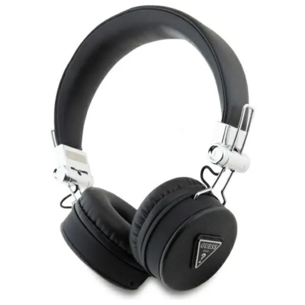 Guess Grained Classic Round Shape - Wireless Over-Ear Bluetooth ENC Headphones (Black)