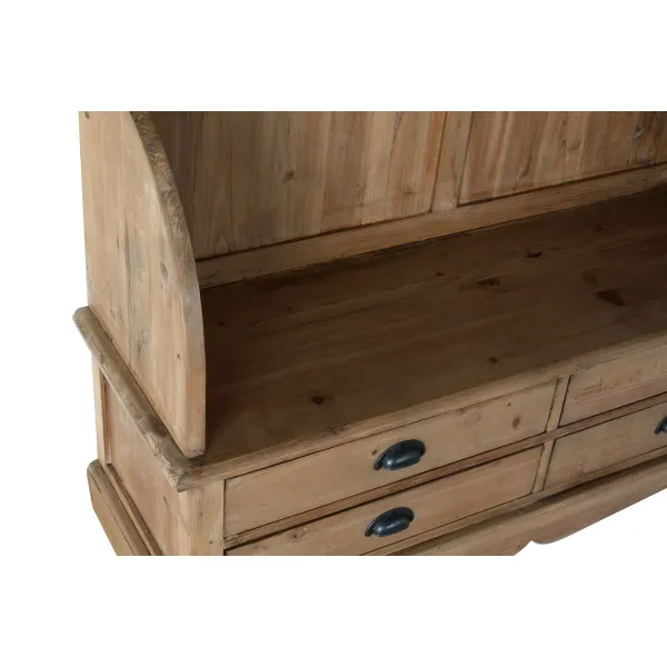 Coat rack with shelf DKD Home Decor Brown Black Pinewood Mirror Natural Alpino 124 x 40 x 200 cm