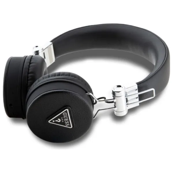 Guess Grained Classic Round Shape - Wireless Over-Ear Bluetooth ENC Headphones (Black)