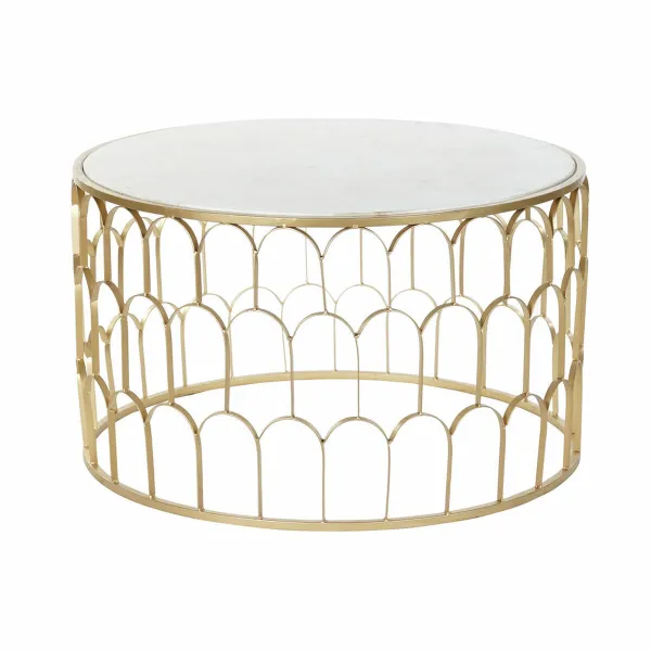 Centrālais galds DKD Home Decor Glamour Balts Daudzkrāsains Bronza Marmors Dzelzs 87 x 87 x 51,5 cm