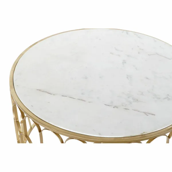 Centrinis stalas DKD Home Decor Glamour Balta Spalvotas Auksinis Marmurą Geležis 87 x 87 x 51,5 cm