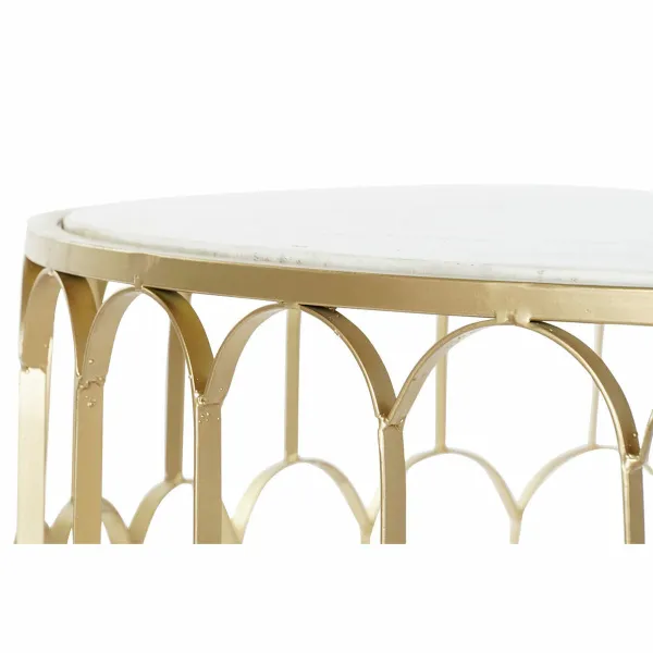 Centrālais galds DKD Home Decor Glamour Balts Daudzkrāsains Bronza Marmors Dzelzs 87 x 87 x 51,5 cm