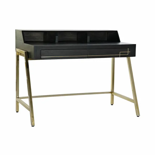 rakstāmgalds DKD Home Decor Melns Metāls Bronza Mango koks (125 x 74 x 93.5 cm)