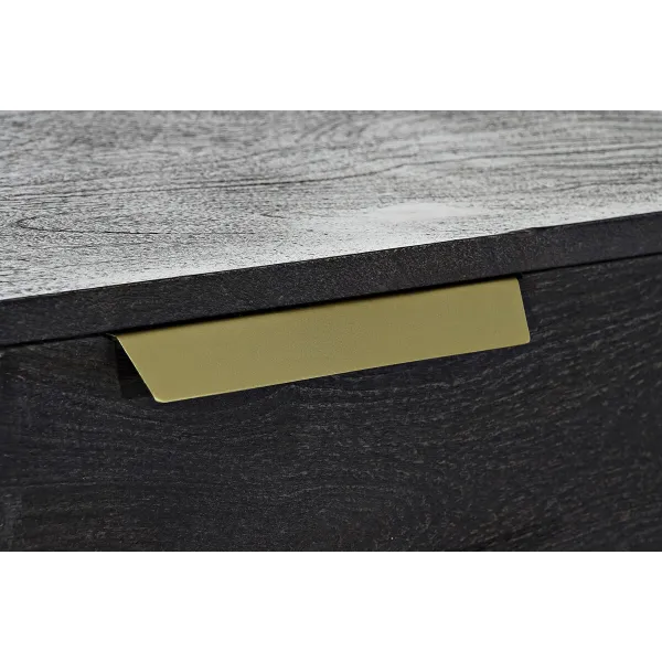 Sideboard DKD Home Decor Black Golden Mango wood 145 x 41 x 77 cm