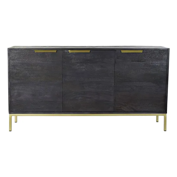 Sideboard DKD Home Decor Black Golden Mango wood 145 x 41 x 77 cm