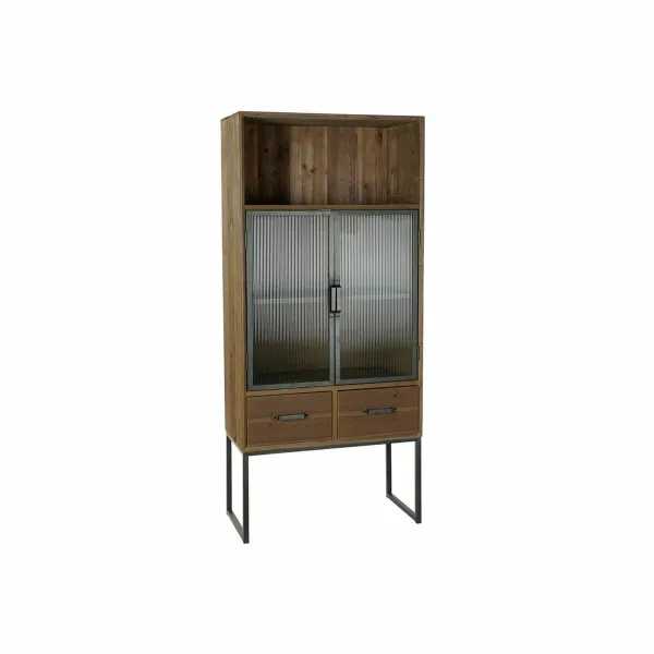 Шкаф DKD Home Decor Чёрный Деревянный Металл Стеклянный (70 x 34.5 x 160 cm)