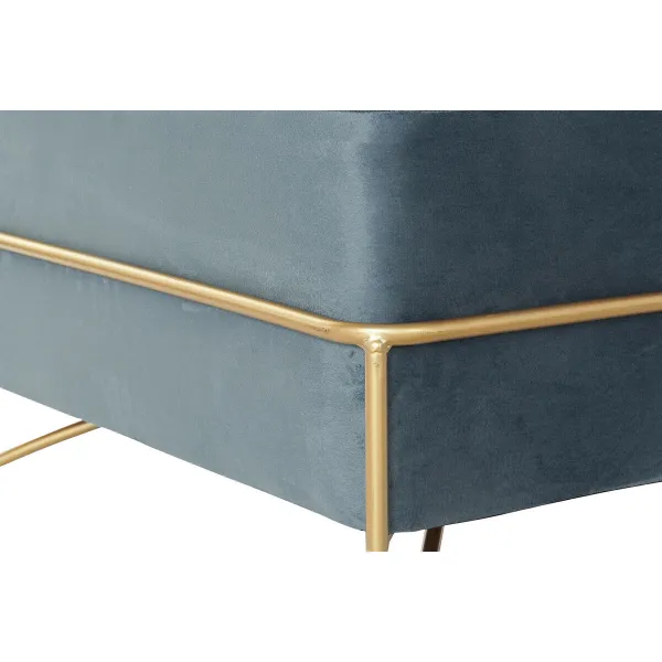 Банкетка DKD Home Decor   Поролон Синий Позолоченный Металл полиэстер Велюр Деревянный MDF (80 x 80 x 42 cm)