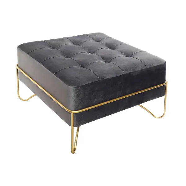 Taburete DKD Home Decor   Putas Pelēks Bronza Metāls Poliesters Samts Koks MDF (80 x 80 x 47 cm)