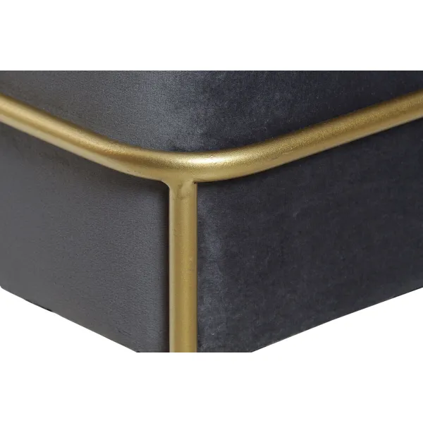 Банкетка DKD Home Decor   Поролон Серый Позолоченный Металл полиэстер Велюр Деревянный MDF (80 x 80 x 47 cm)