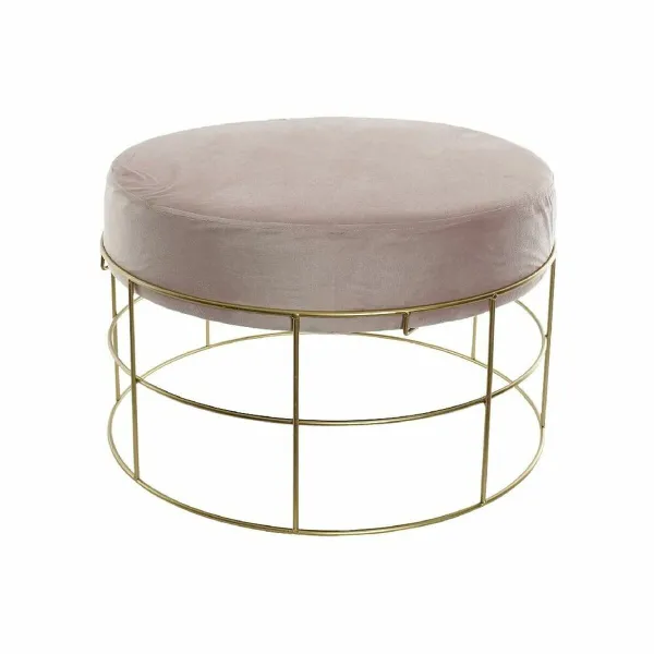 Atrama pėdoms DKD Home Decor Auksinis Metalinis Poliesteris Šviesiai rožinis (60 x 60 x 37.5 cm)