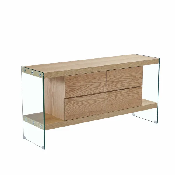 Sivupöytä DKD Home Decor   Läpinäkyvä Vaaleanruskea Kristalli Puu MDF 160 x 45 x 80 cm