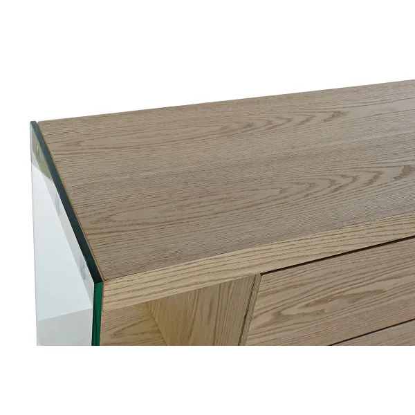Sivupöytä DKD Home Decor   Läpinäkyvä Vaaleanruskea Kristalli Puu MDF 160 x 45 x 80 cm