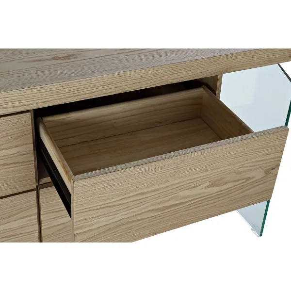 Sivupöytä DKD Home Decor   Läpinäkyvä Vaaleanruskea Kristalli Puu MDF 160 x 45 x 80 cm