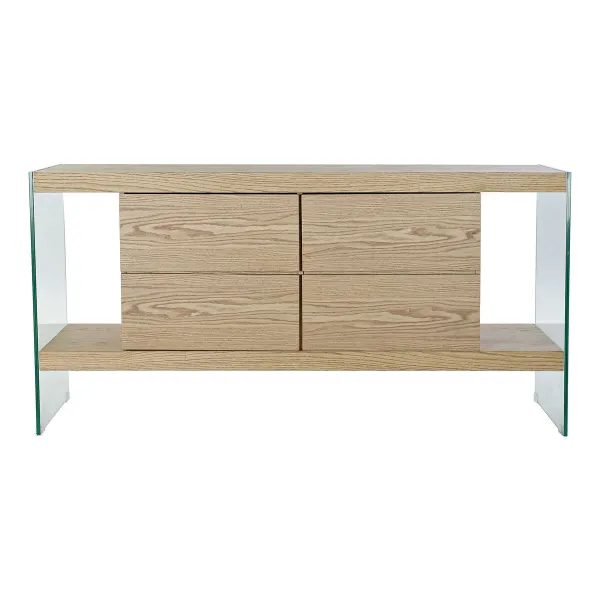 Sivupöytä DKD Home Decor   Läpinäkyvä Vaaleanruskea Kristalli Puu MDF 160 x 45 x 80 cm