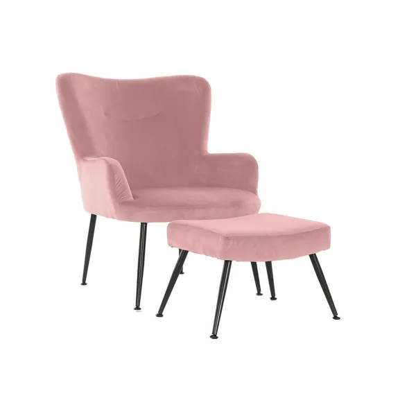 Кресло DKD Home Decor Чёрный Розовый 70 x 60 x 84 cm