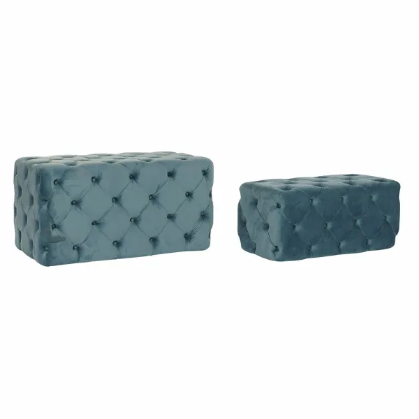 Банкетка DKD Home Decor   Синий полиэстер Велюр Деревянный MDF (88 x 53 x 48 cm)