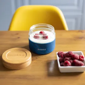 Quokka Deli Food Jar - Glass Food Container / Lunchbox 500 ml (Wood Grain)