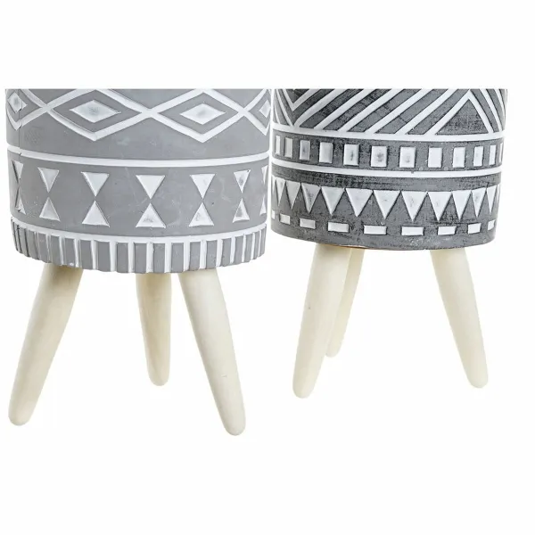 Подставка под цветочный горшок DKD Home Decor Серый Цемент Белый Сосна Boho (14,3 x 14,3 x 26,2 cm) (2 штук)