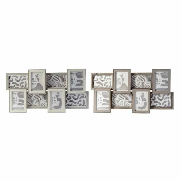 Photo frame DKD Home Decor 60 x 3 x 32 cm Crystal Grey Brown MDF Wood Urban (2 Units)