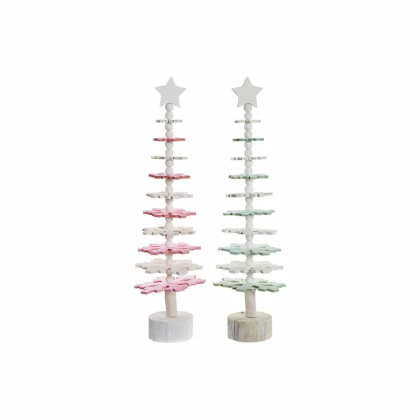 Новогодняя ёлка DKD Home Decor Деревянный MDF (2 pcs) (14 x 14 x 51 cm)