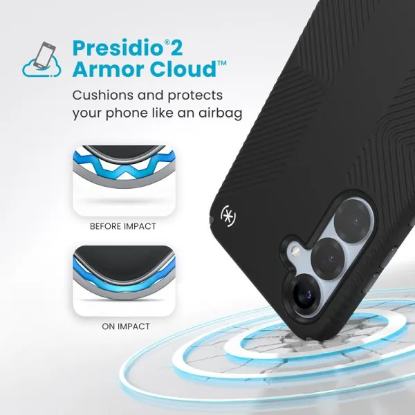 Speck Presidio2 Grip - Case for Samsung Galaxy S25+ / 24+ (Black/Slate Gray/White)