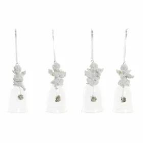 Новогоднее украшение DKD Home Decor Смола Стеклянный Ангел (4 pcs) (5 x 5 x 10.5 cm)