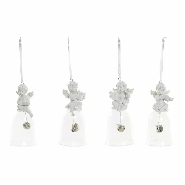 Joulukuusenpallo DKD Home Decor Hartsi Kristalli Enkeli (4 pcs) (5 x 5 x 10.5 cm)