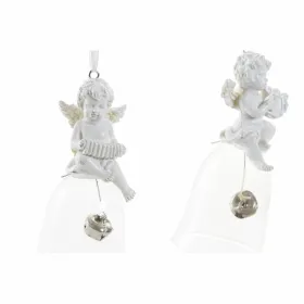 Новогоднее украшение DKD Home Decor Смола Стеклянный Ангел (4 pcs) (5 x 5 x 10.5 cm)