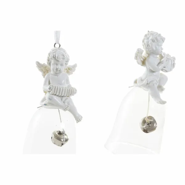 Новогоднее украшение DKD Home Decor Смола Стеклянный Ангел (4 pcs) (5 x 5 x 10.5 cm)