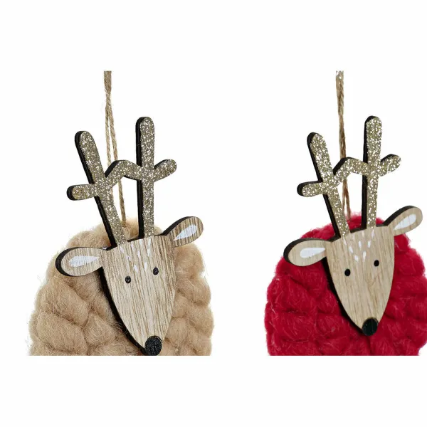 Ziemassvētku Nieciņš DKD Home Decor Poliesters Koks Ziemeļbrieži (3 pcs) (8 x 3 x 26 cm)