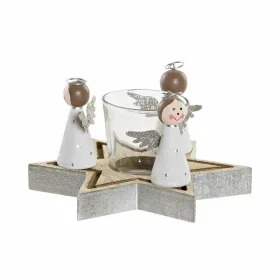 Рождественский подсвечник DKD Home Decor Стеклянный Деревянный (17 x 17 x 9 cm)
