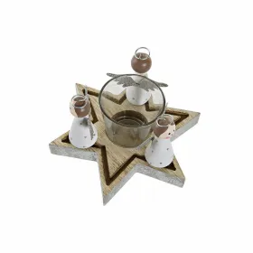 Рождественский подсвечник DKD Home Decor Стеклянный Деревянный (17 x 17 x 9 cm)