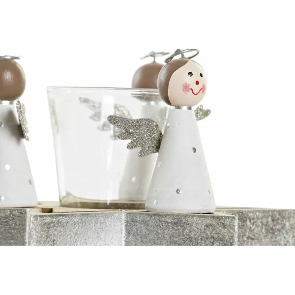 Рождественский подсвечник DKD Home Decor Стеклянный Деревянный (17 x 17 x 9 cm)