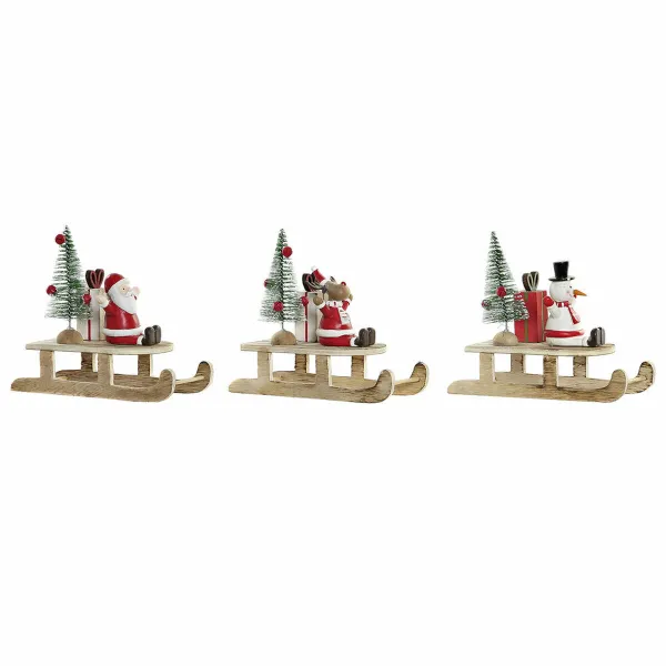 Joulukuusenpallo DKD Home Decor Puu Joulupukki (14 x 6 x 13 cm) (3 pcs)