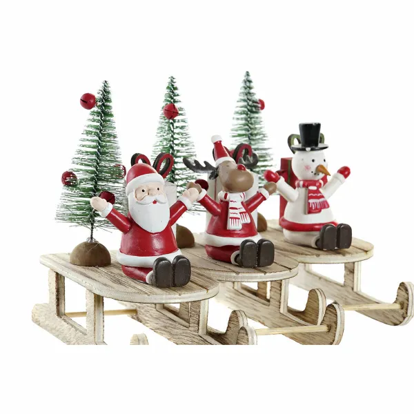 Новогоднее украшение DKD Home Decor Деревянный Дед Мороз (14 x 6 x 13 cm) (3 pcs)