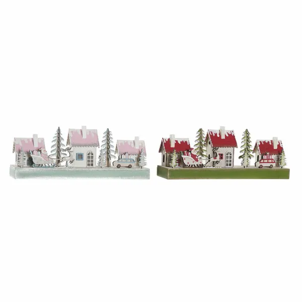Joulukuusenpallo DKD Home Decor Puu Talo (2 pcs) (30 x 6 x 12 cm)