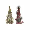 Jaungada eglīte DKD Home Decor Sarkans Zaļš Bronza 16 x 16 x 41 cm Plastmasa (2 gb.)